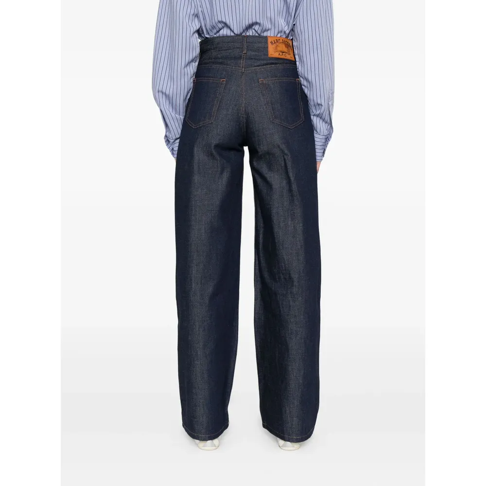 Logo Embroidered Wide-Leg Jeans