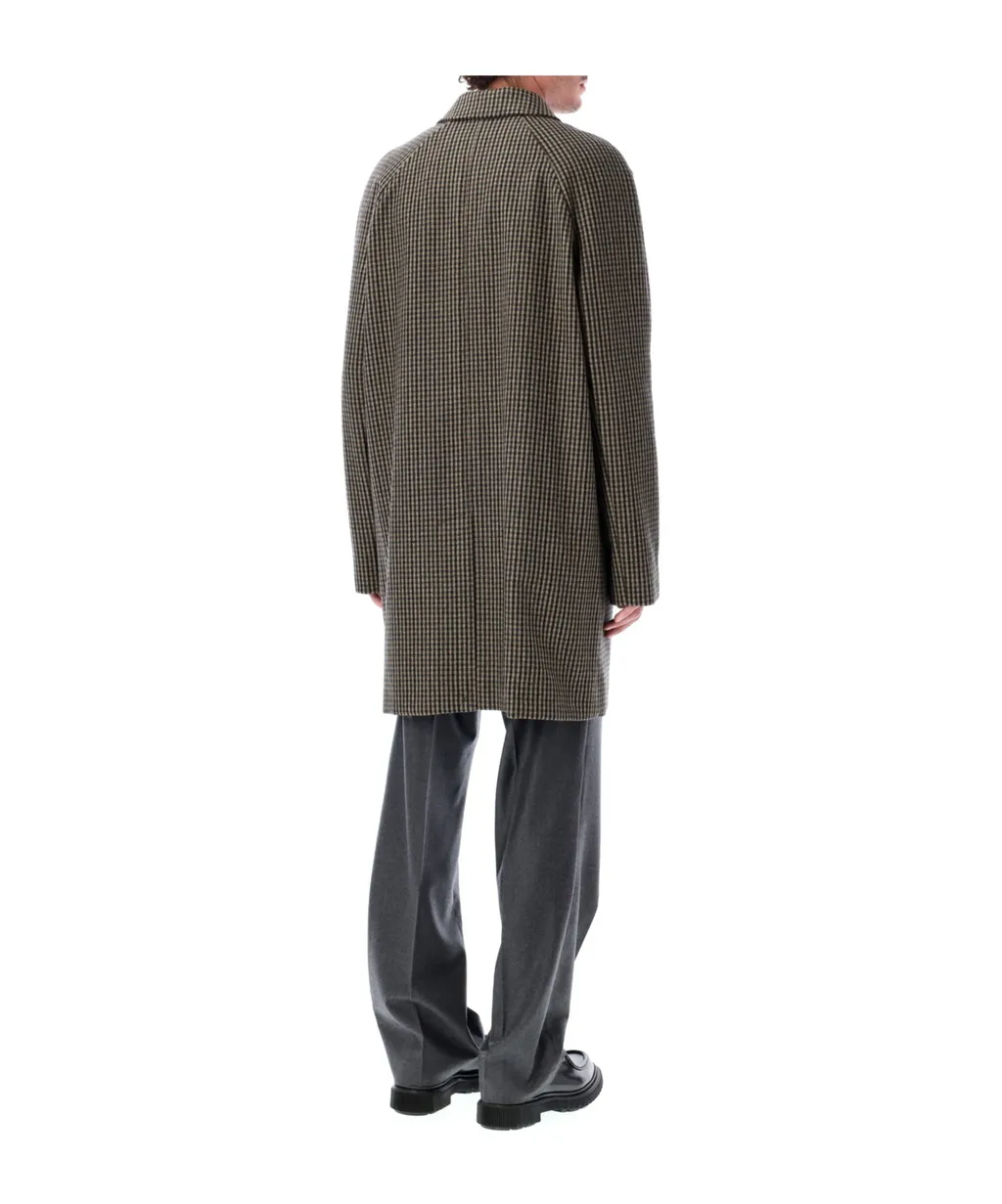 Checked Button-Fastening Coat