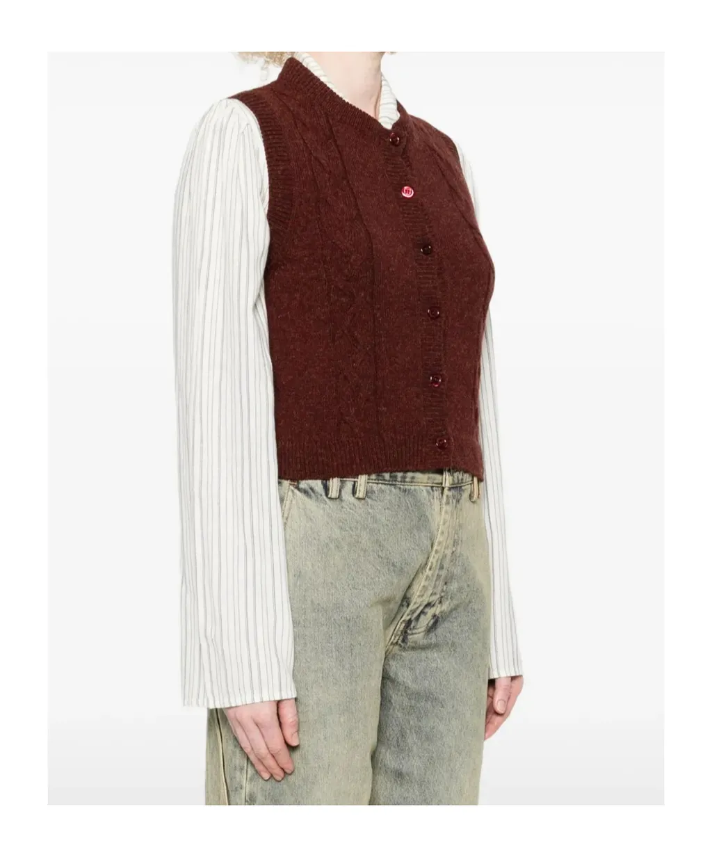 Cable-Knit Sleeveless Vest