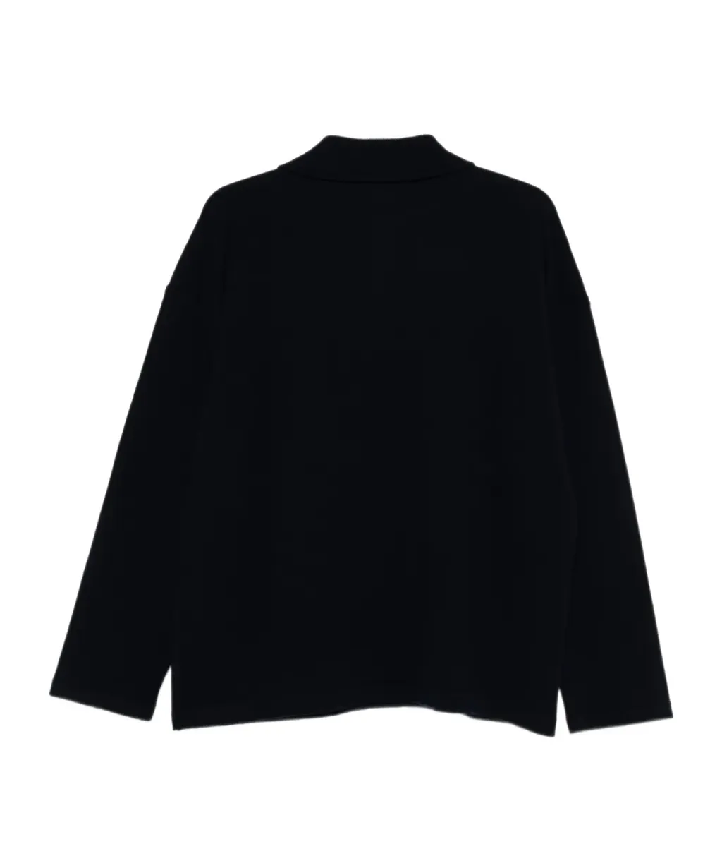 Long-Sleeved Wool Polo Shirt