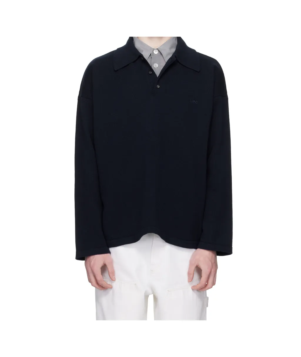 Long-Sleeved Wool Polo Shirt