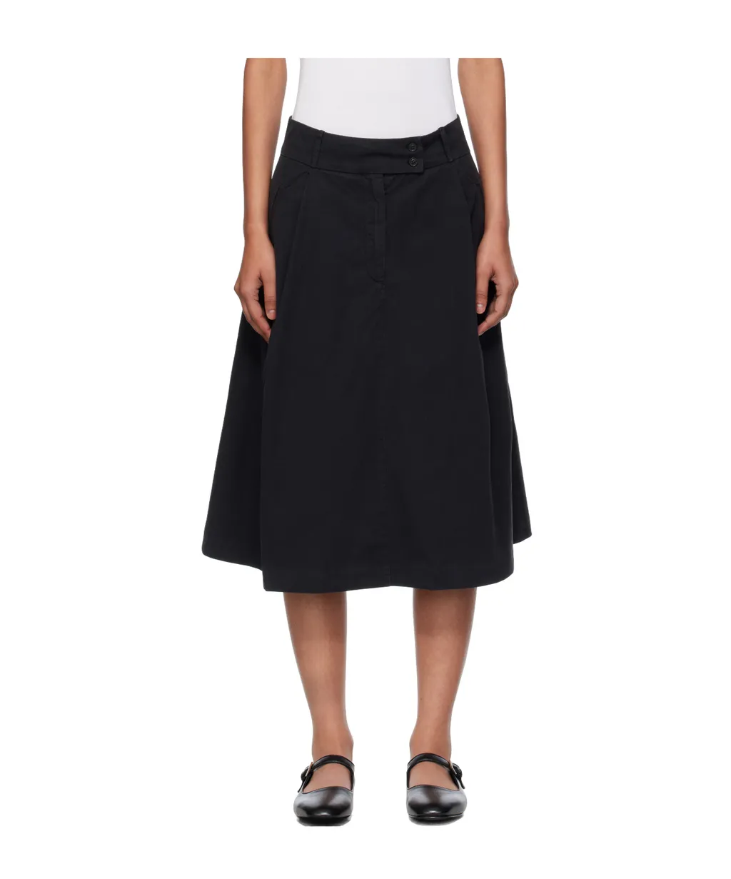 Pleated Cotton Midi Skirt