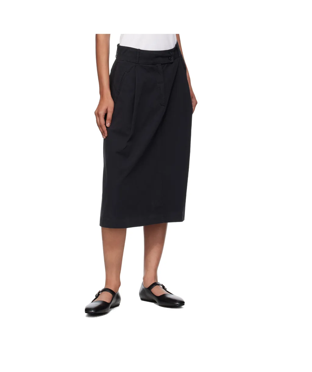 Pleated Cotton Midi Skirt