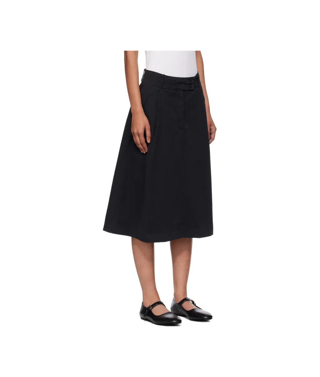 Pleated Cotton Midi Skirt
