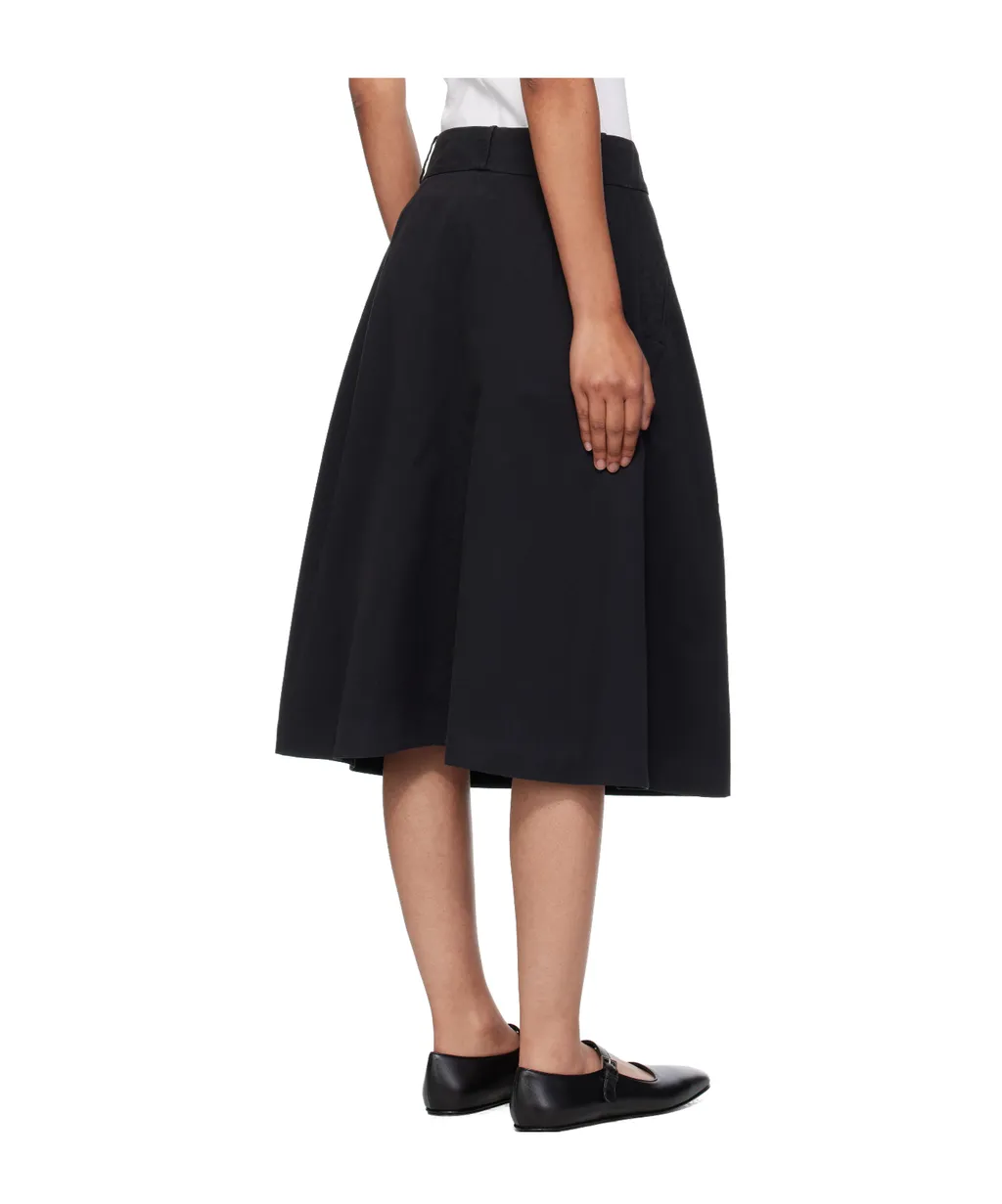 Pleated Cotton Midi Skirt