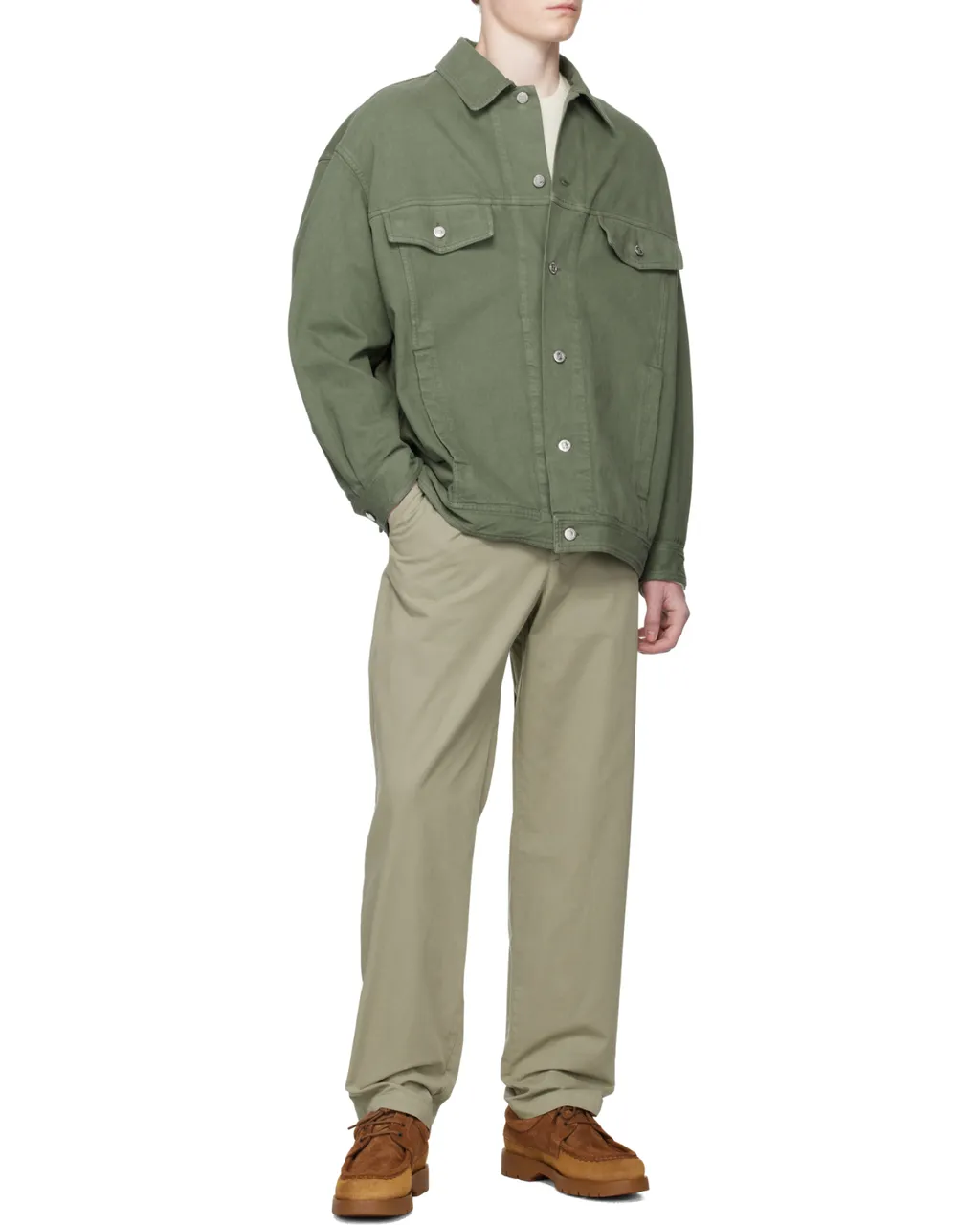 Button-Fastening Flap-Pocket Jacket