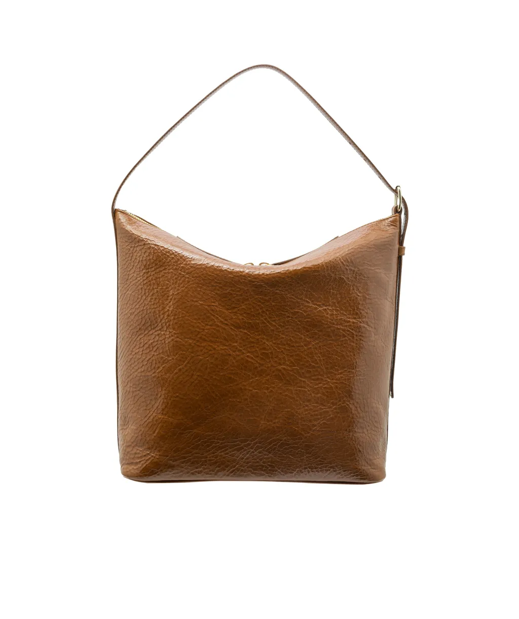 Top-Handle Zip Shoulder Bag