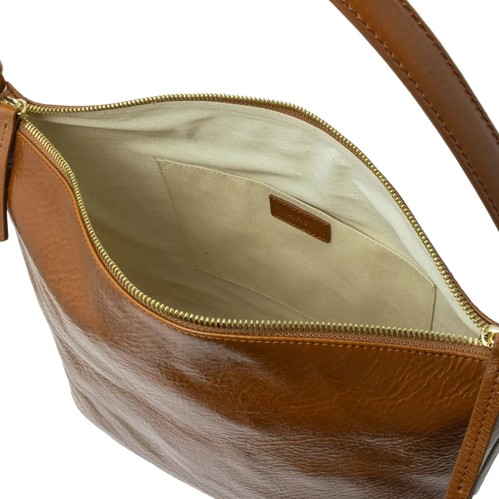 Top-Handle Zip Shoulder Bag
