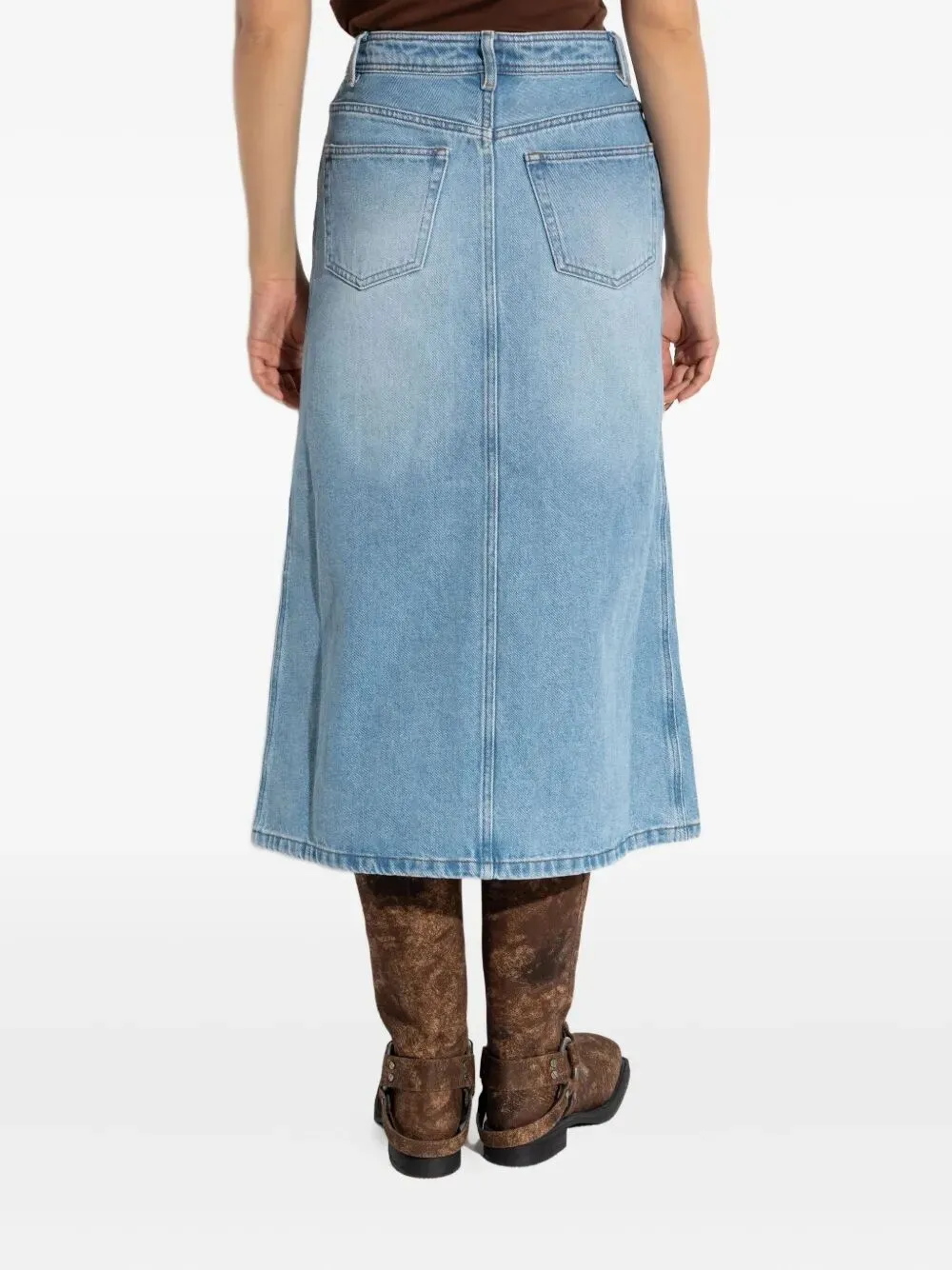 Front Slit Denim Skirt