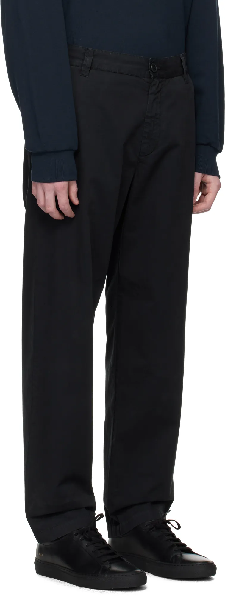 Button-Closure Straight-Leg Trousers
