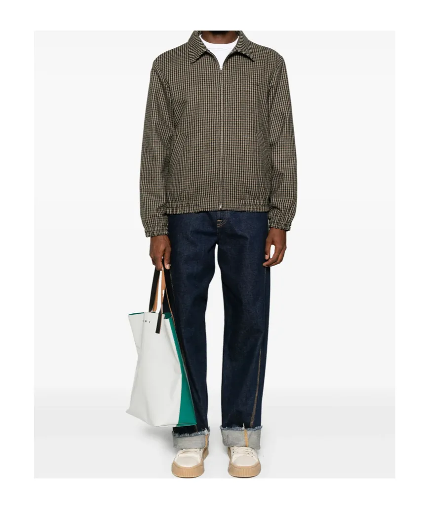 Gingham Check Zip-Up Jacket