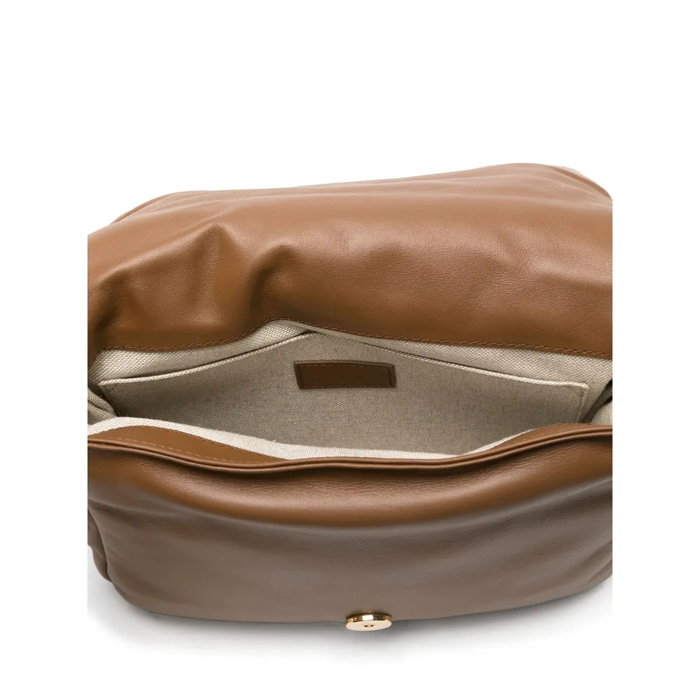 Logo-Printed Foldover Top Shoulder Bag