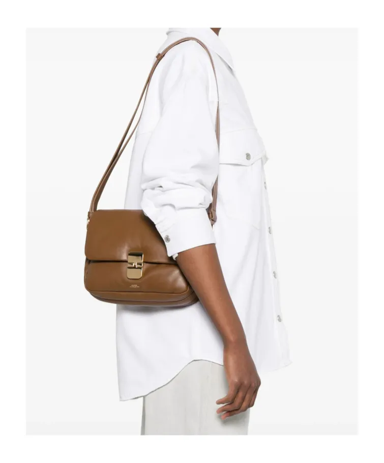 Logo-Printed Foldover Top Shoulder Bag