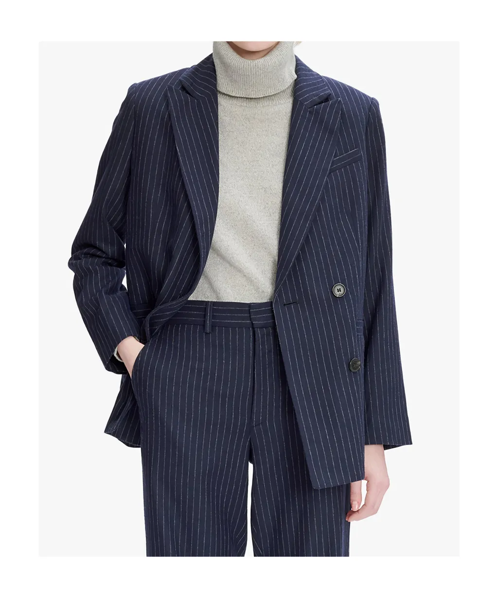 Double-Breasted Striped Blazer