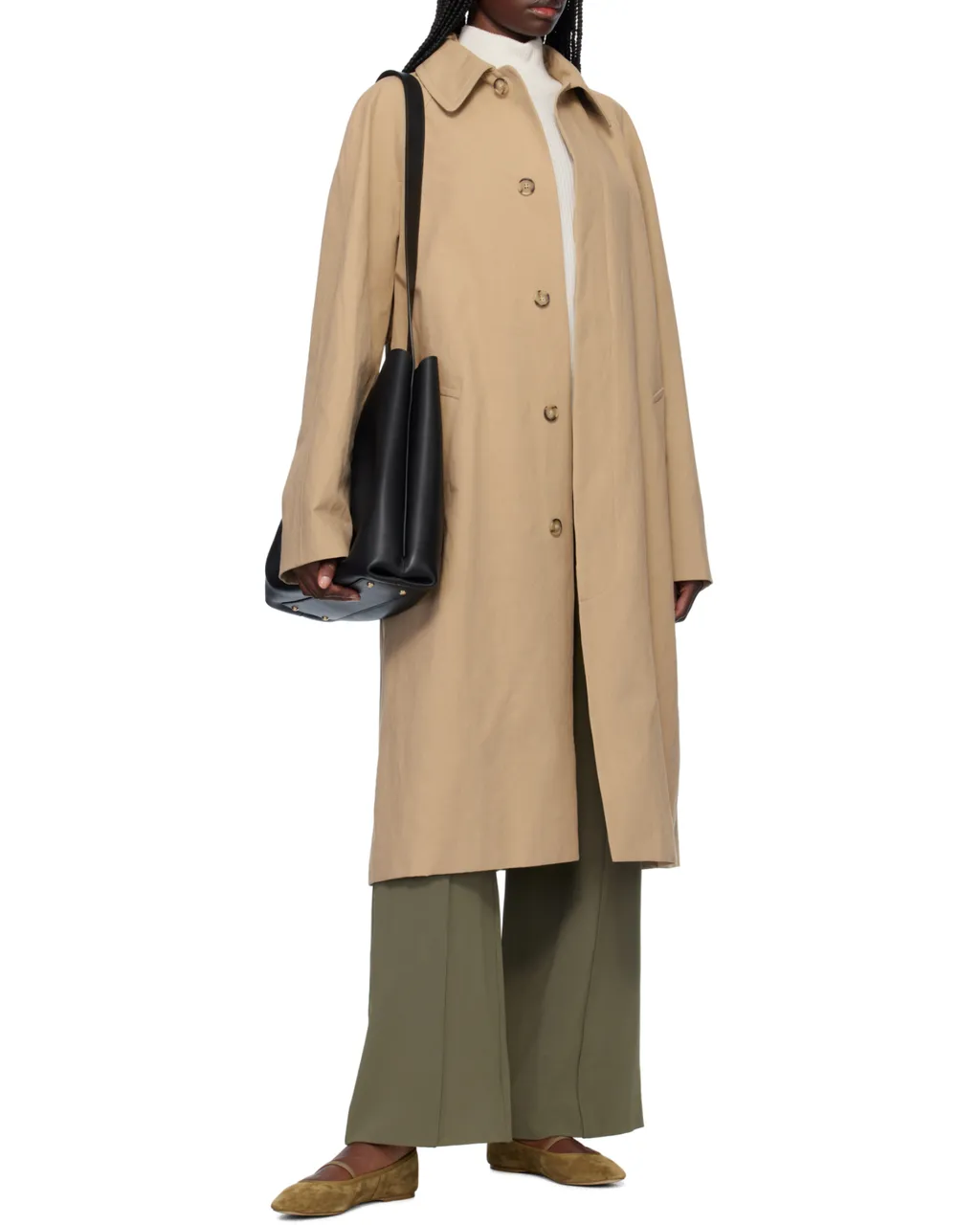 Concealed-Fastening Trench Coat