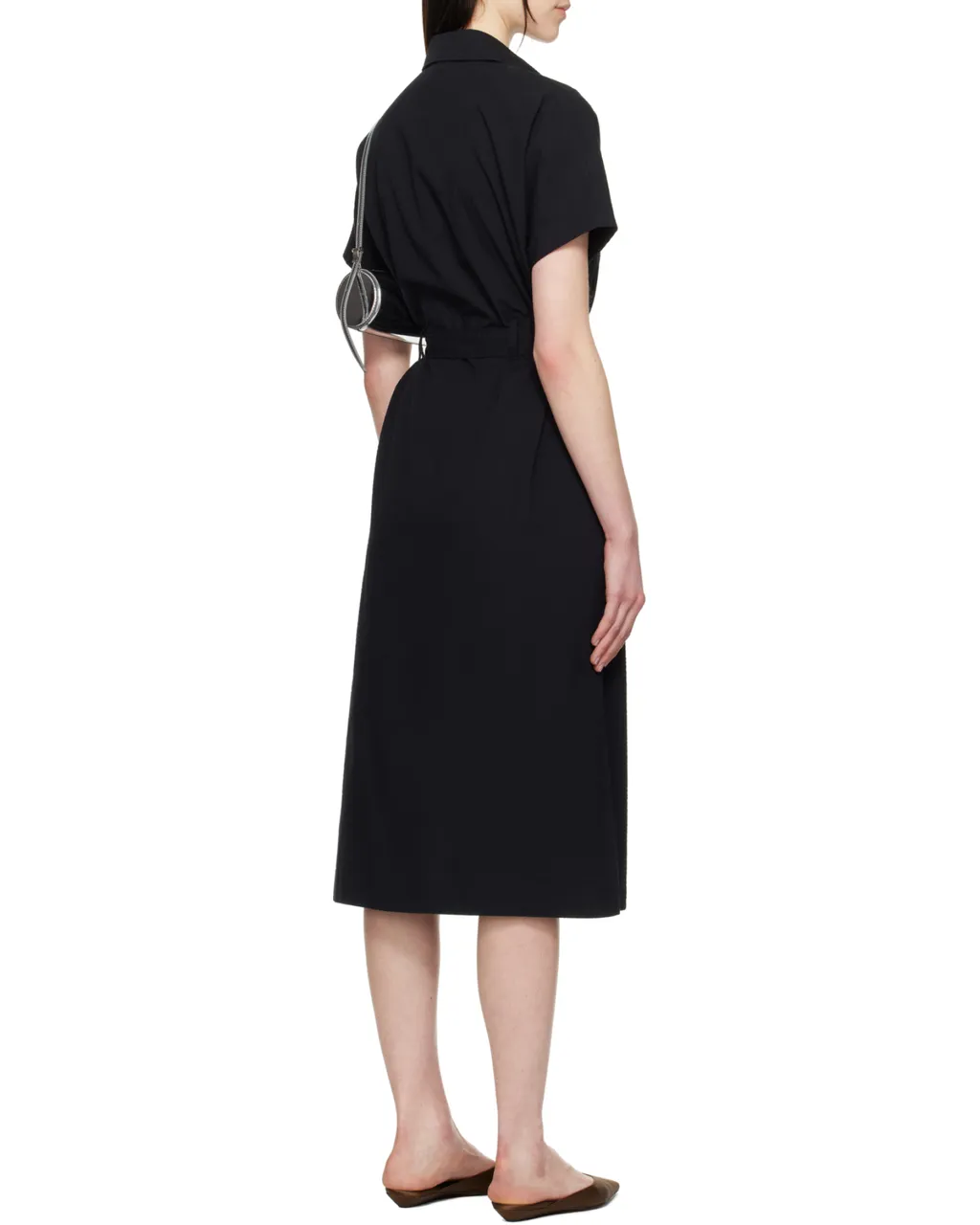 Seersucker Belted Waist Midi Dress