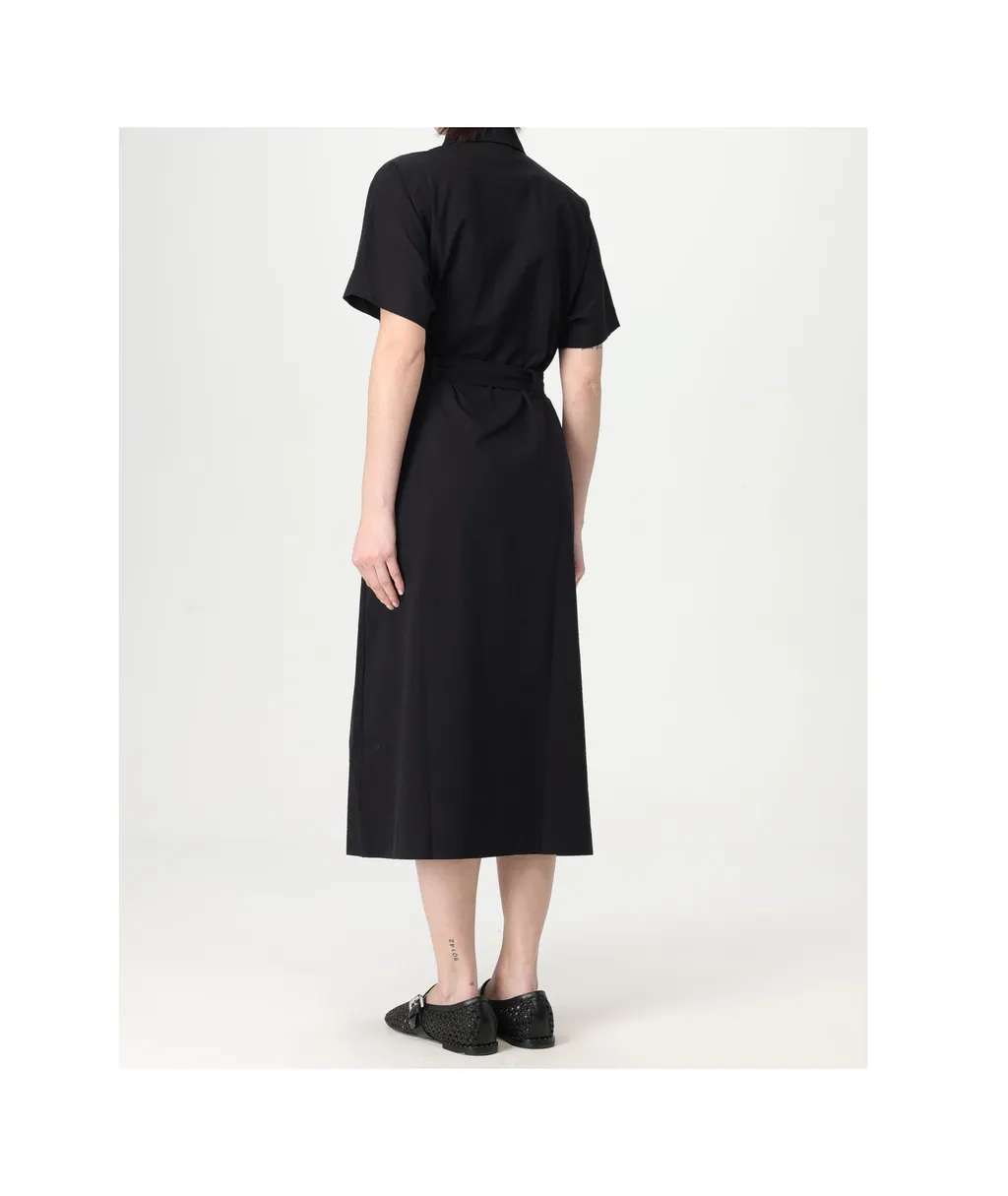 Seersucker Belted Waist Midi Dress