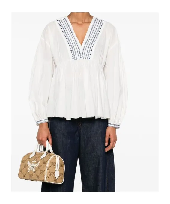 V-Neck Short-Sleeved Blouse