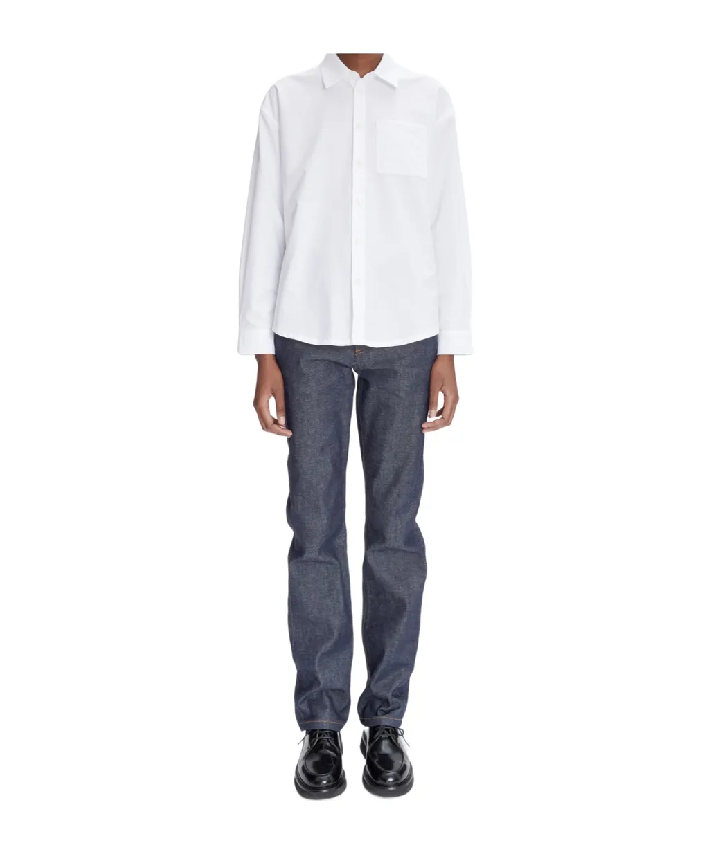 Long-Sleeved Straight-Hem Shirt