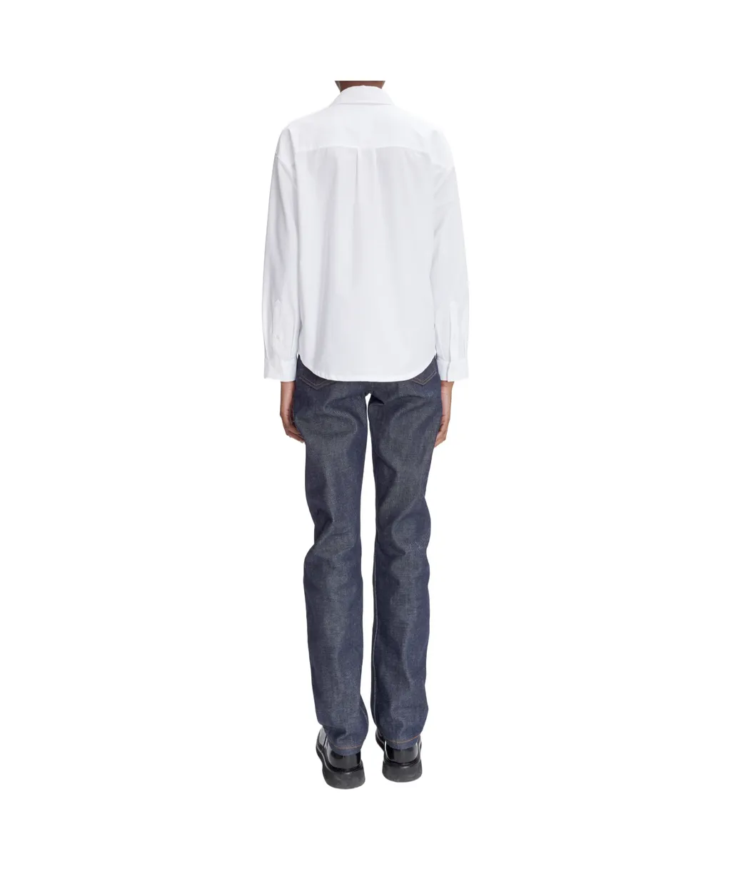 Long-Sleeved Straight-Hem Shirt