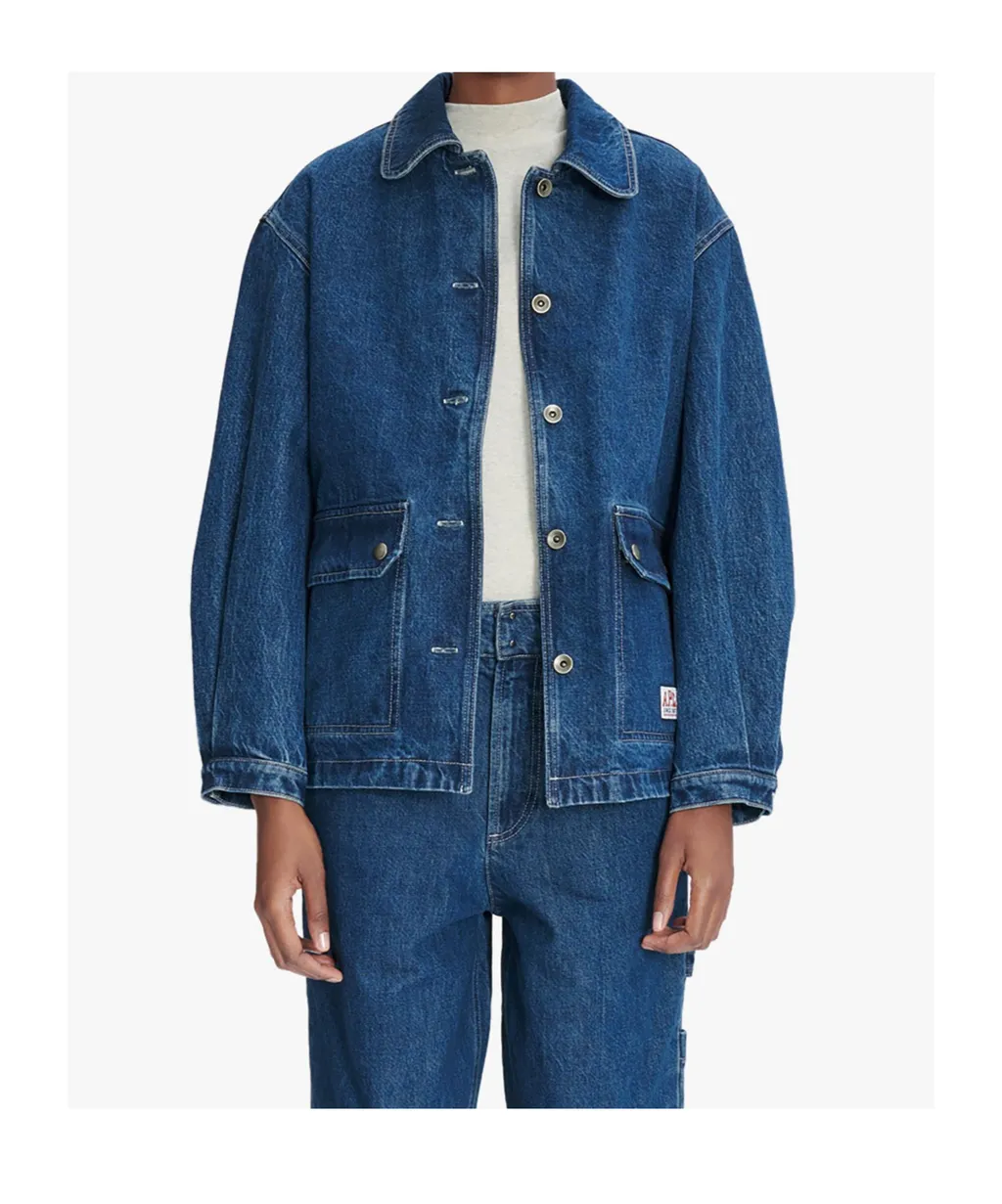 Buttoned Long-Sleeved Denim Jacket