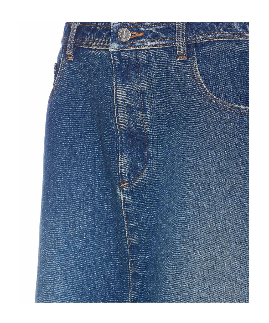 Slit-Detailed Denim Skirt