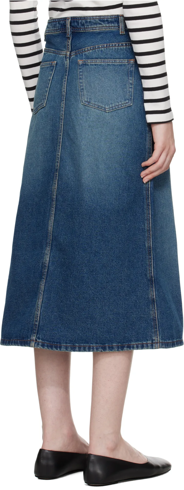 Slit-Detailed Denim Skirt