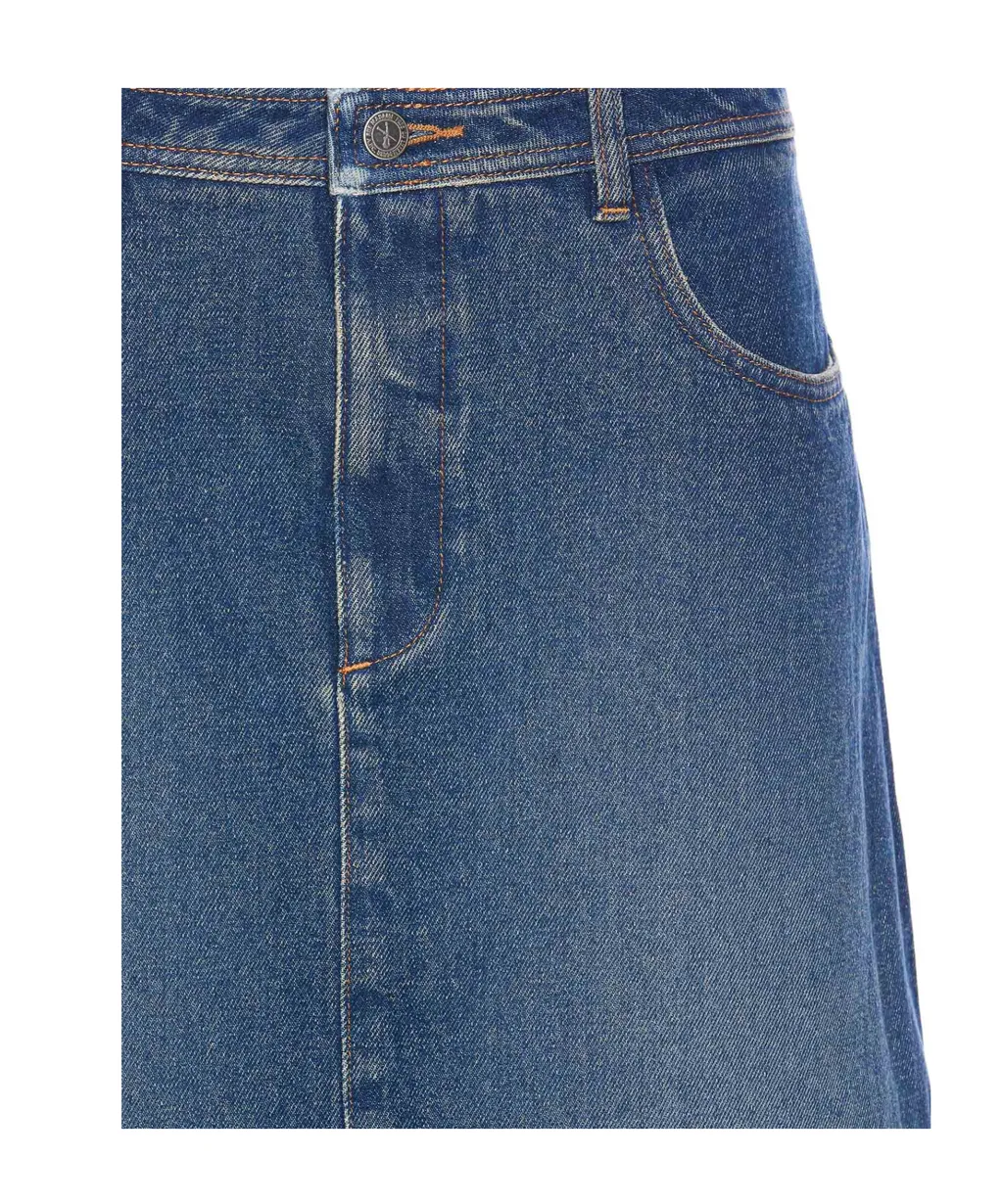 Slit-Detailed Denim Skirt