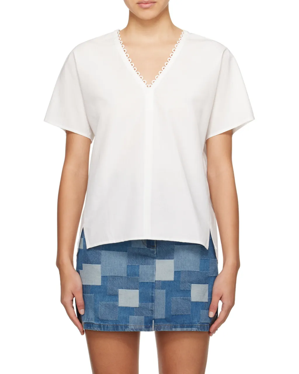 V-Neck Pleated Detail Blouse