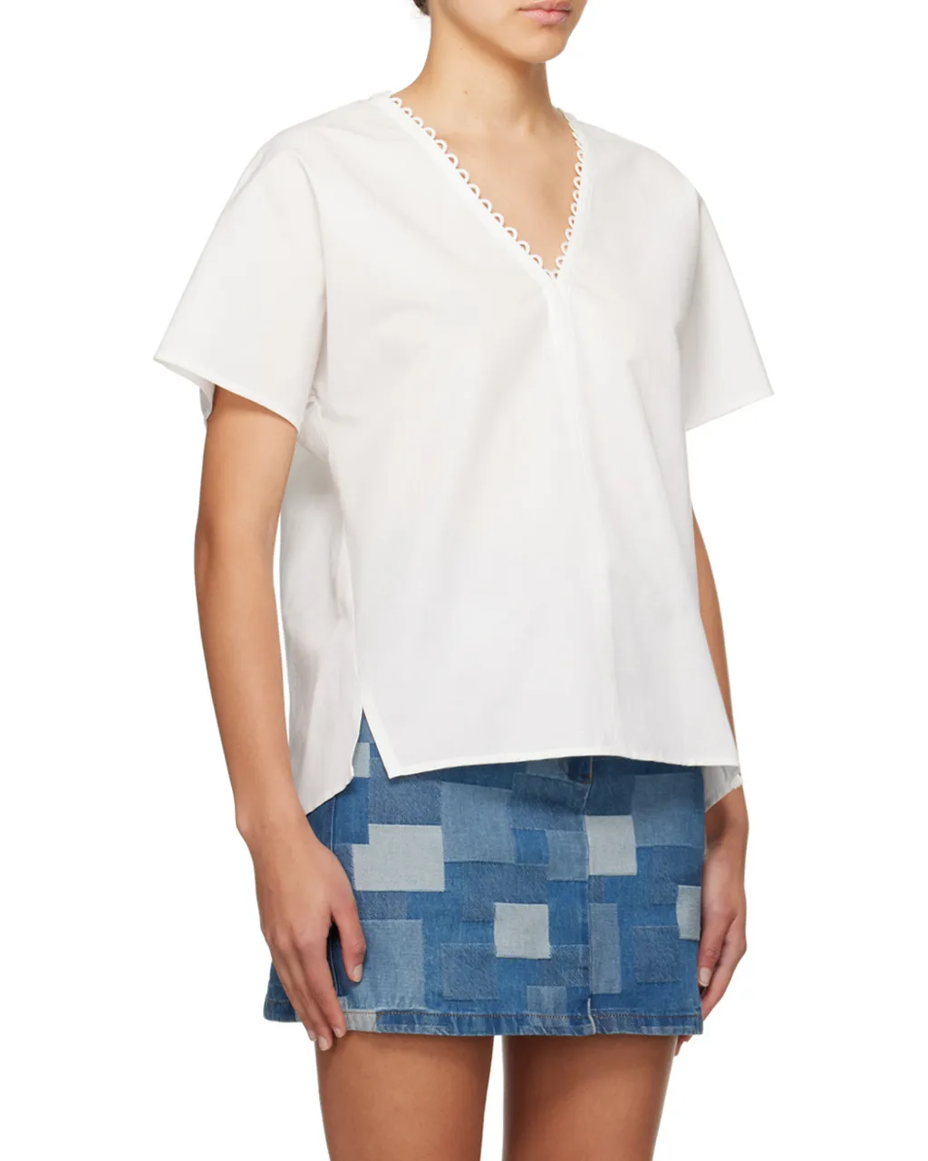 V-Neck Pleated Detail Blouse