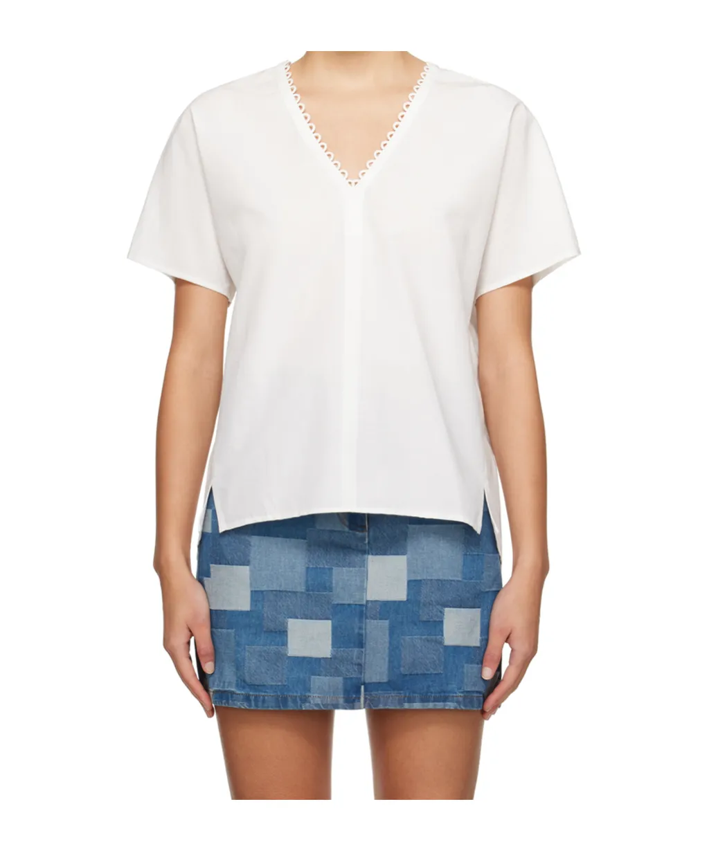 V-Neck Pleated Detail Blouse