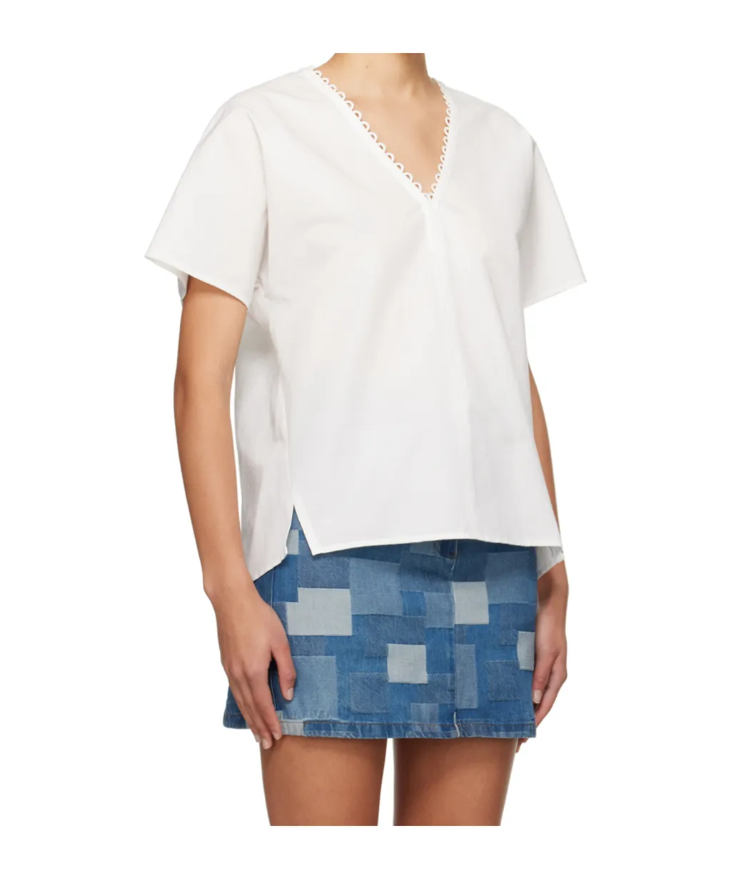 V-Neck Pleated Detail Blouse