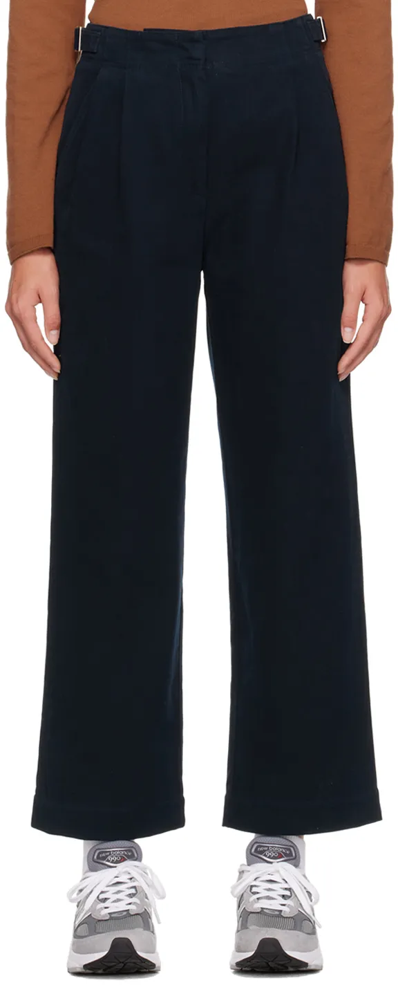 Pleat-Detail Wide-Leg Cotton Trousers