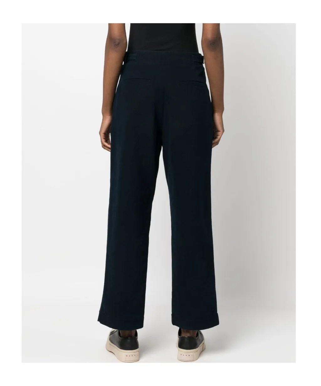 Pleat-Detail Wide-Leg Cotton Trousers