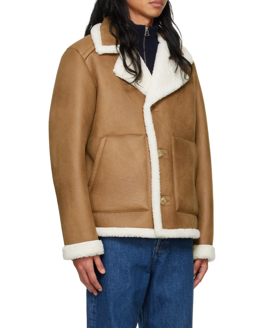 Single-Breasted Shearling Coat