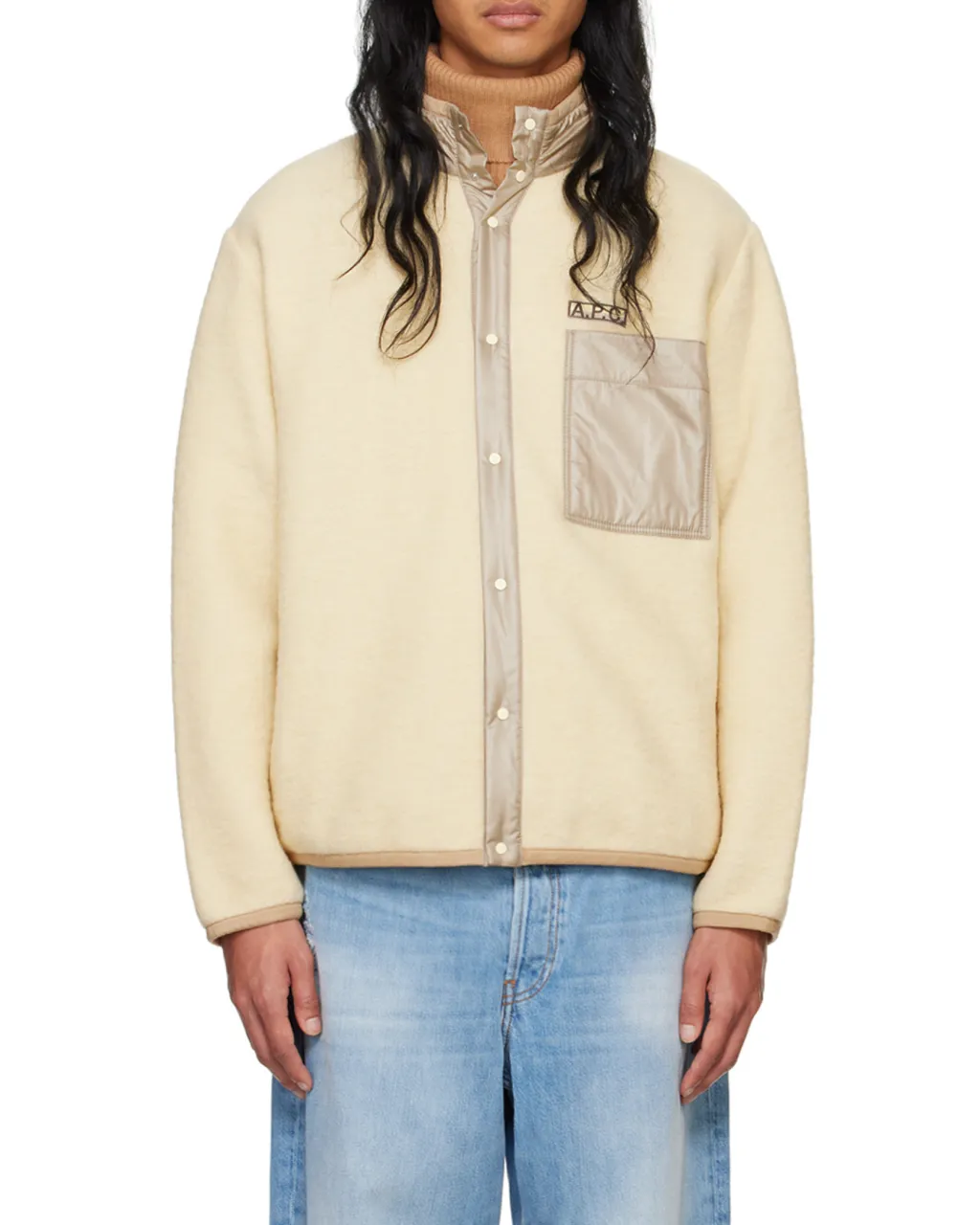Logo Patch High Neck Overshirt