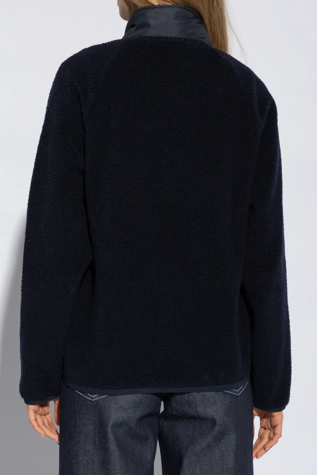 High-Neck Logo Patch Fleece Sweatshirt