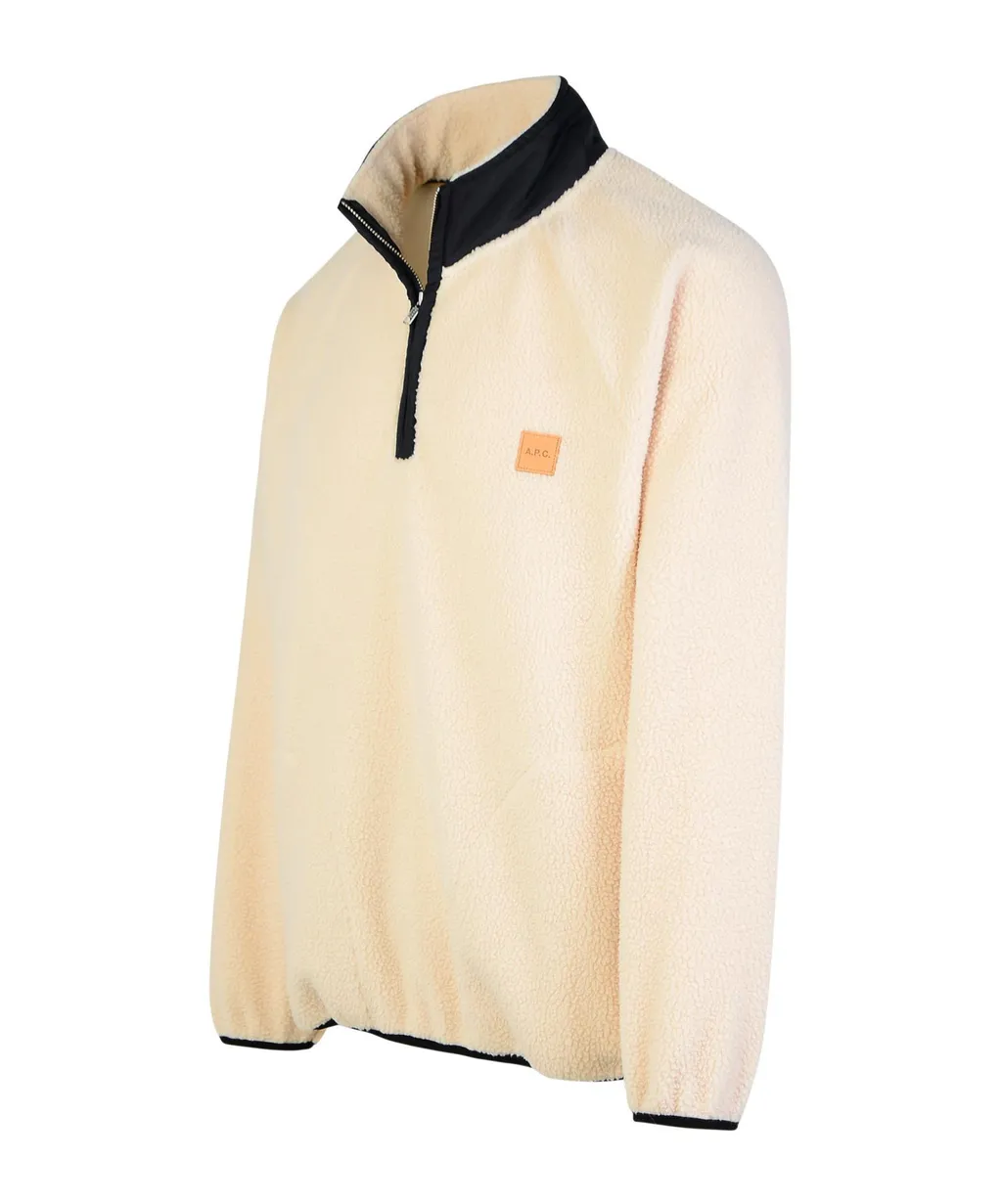 High-Neck Logo Patch Fleece Sweatshirt