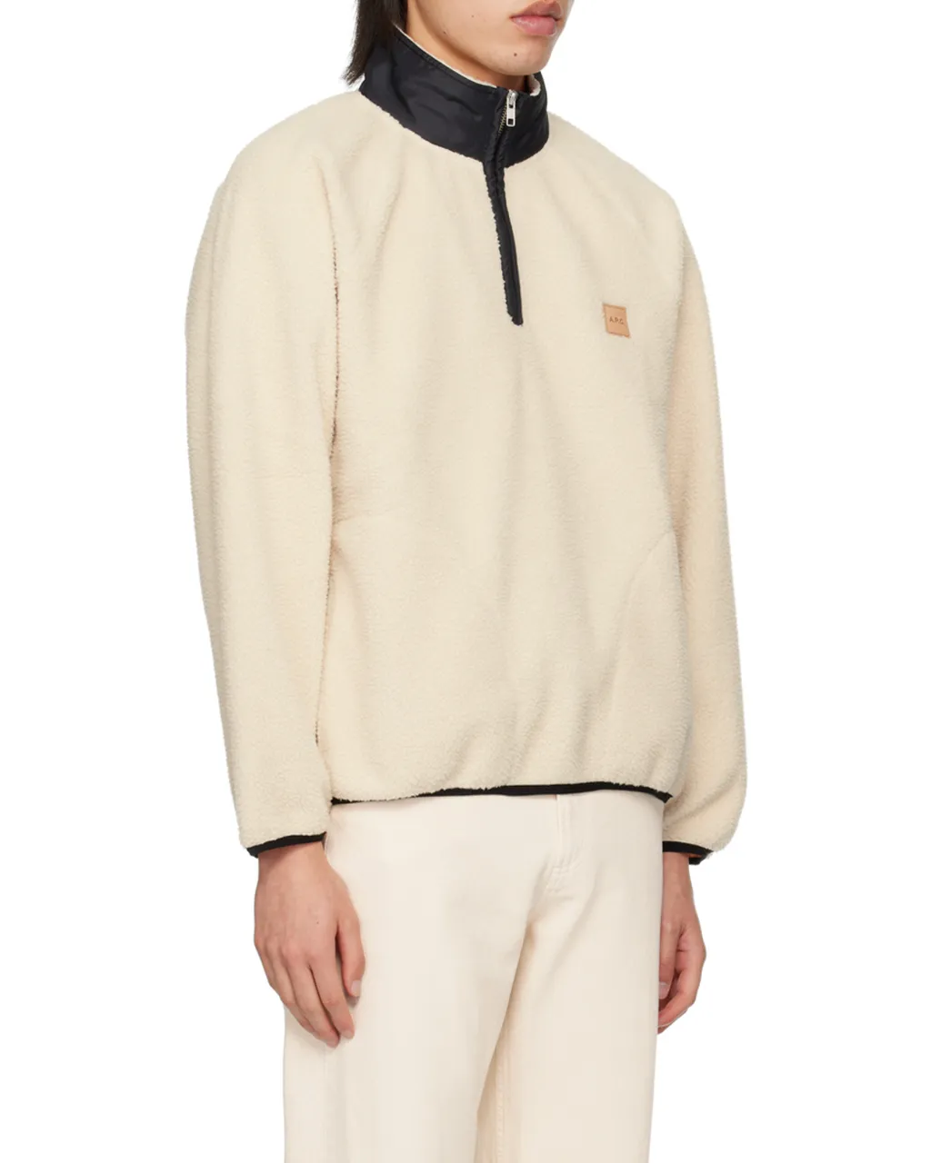 High-Neck Logo Patch Fleece Sweatshirt
