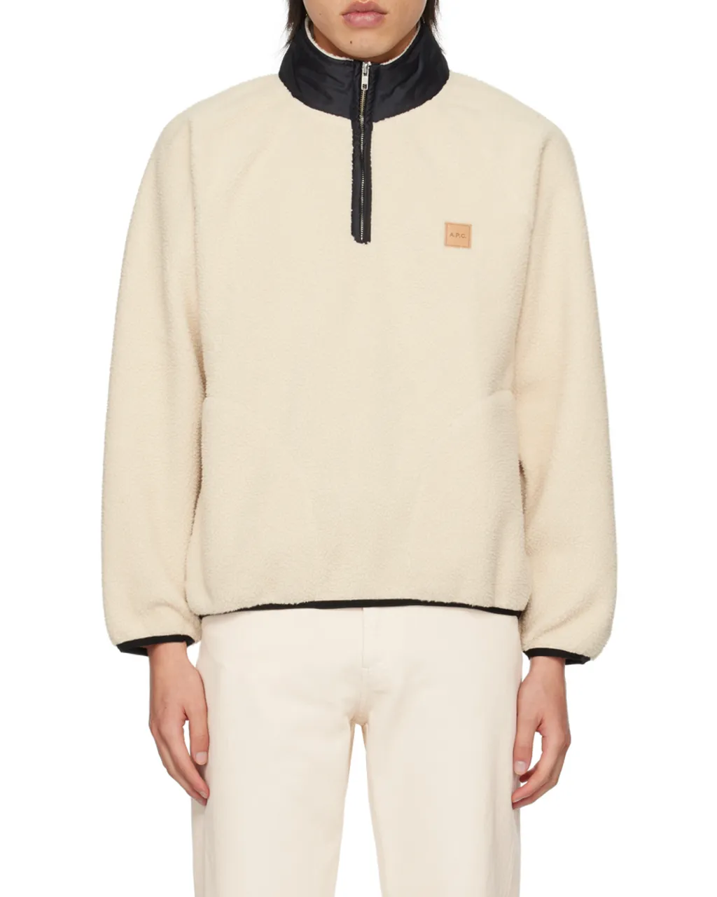 High-Neck Logo Patch Fleece Sweatshirt