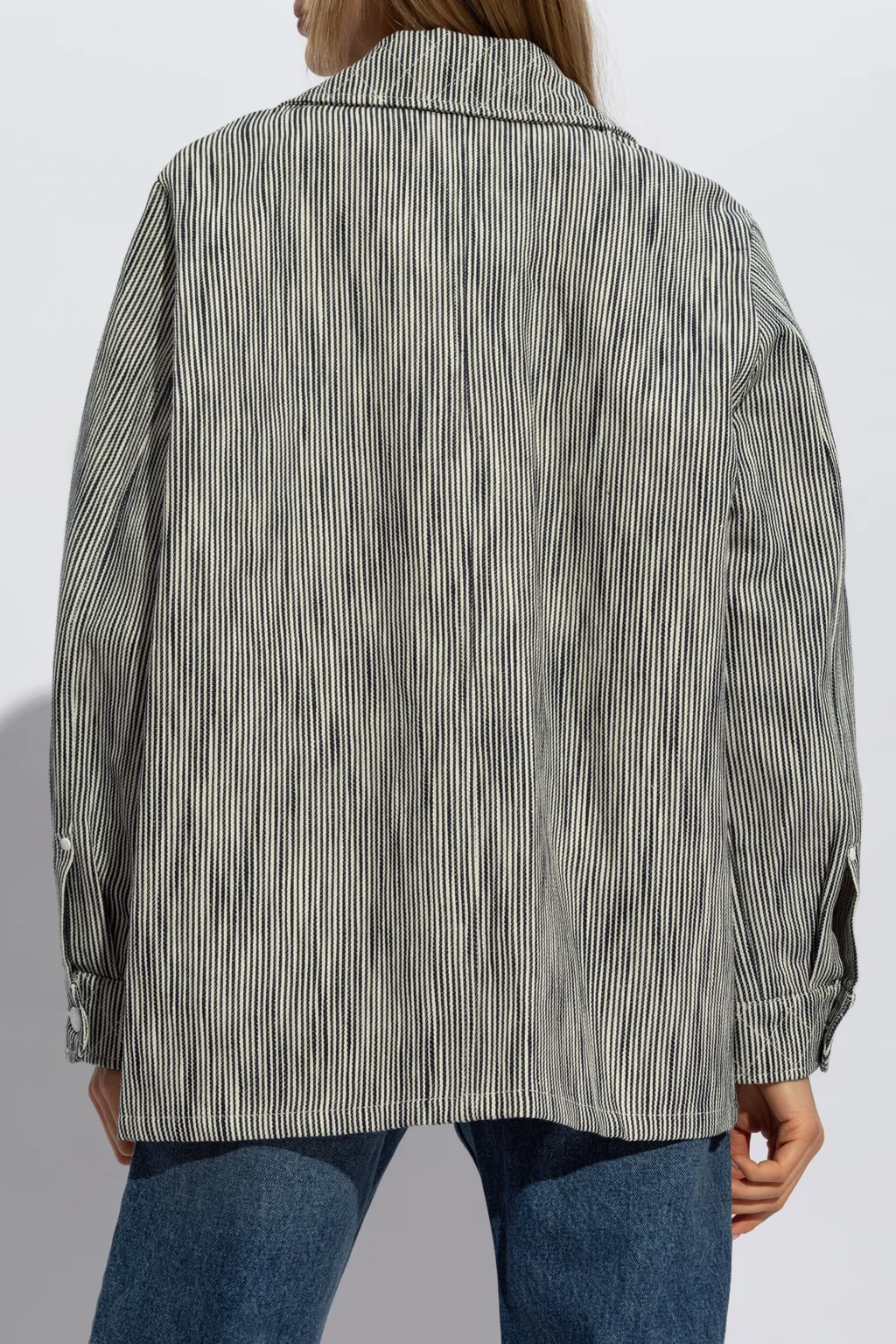 Striped Pattern Shirt Jacket