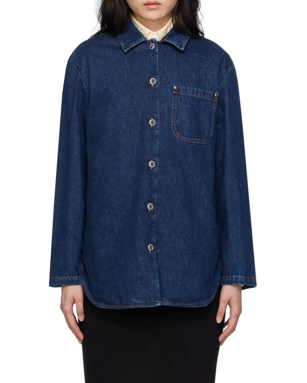 Long-Sleeved Denim Coat