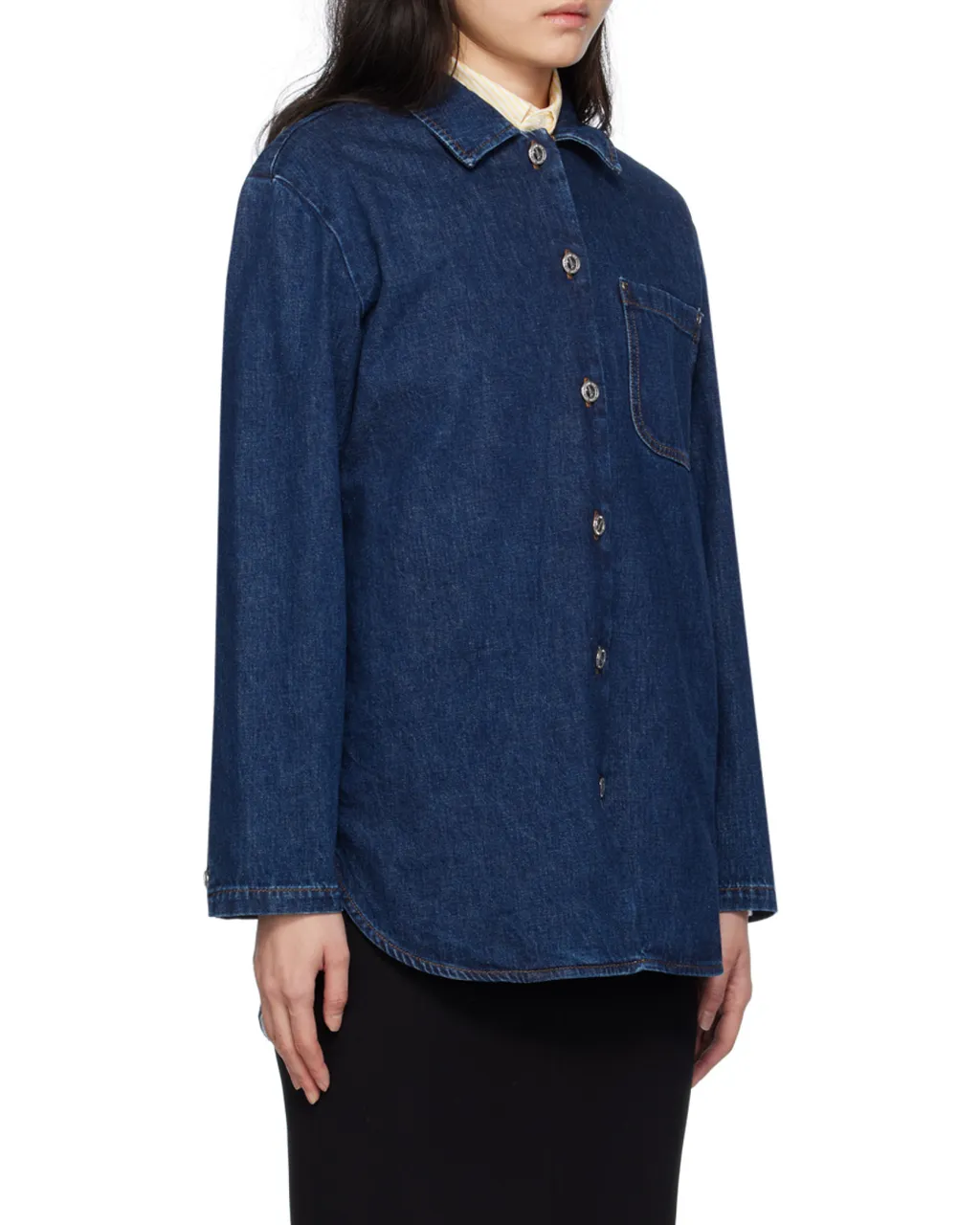 Long-Sleeved Denim Coat
