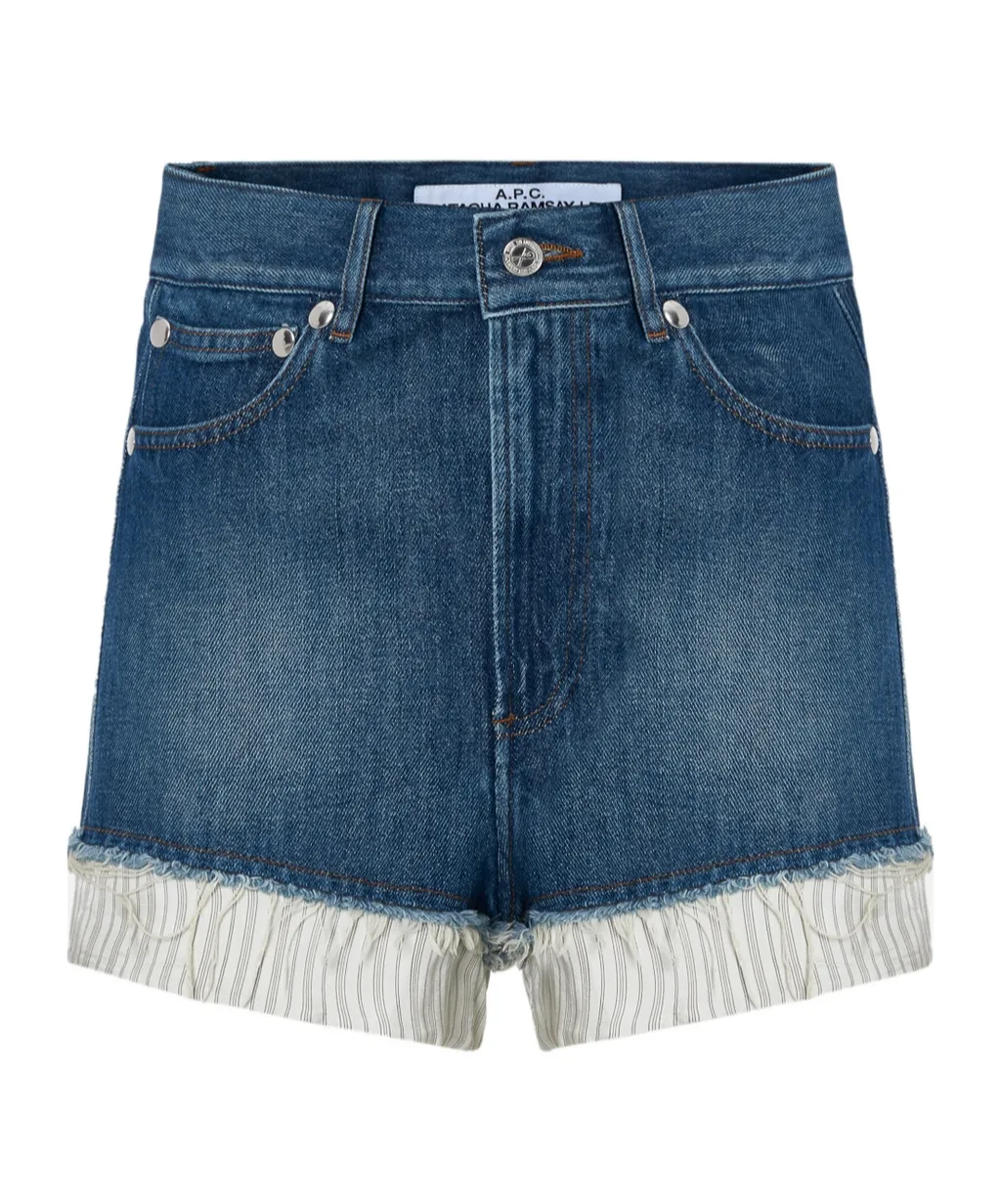 Layered Mid-Rise Denim Shorts
