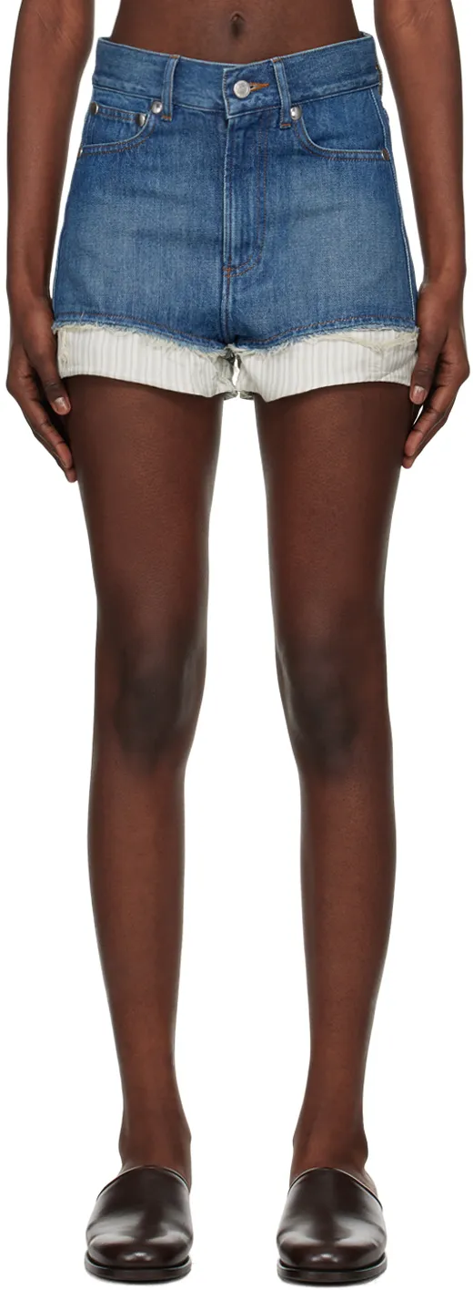 Layered Mid-Rise Denim Shorts