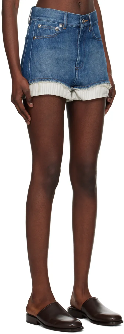 Layered Mid-Rise Denim Shorts