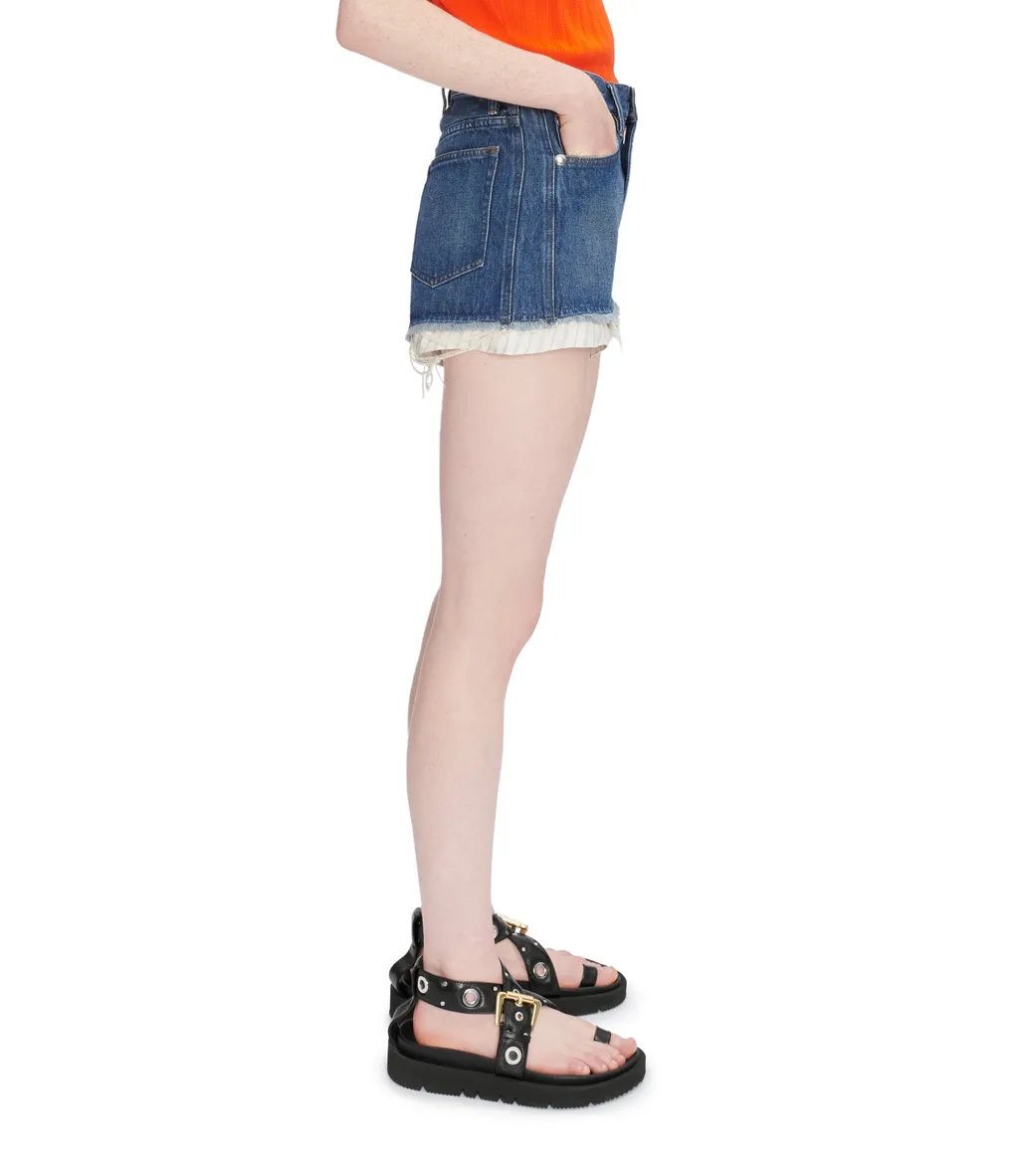 Layered Mid-Rise Denim Shorts