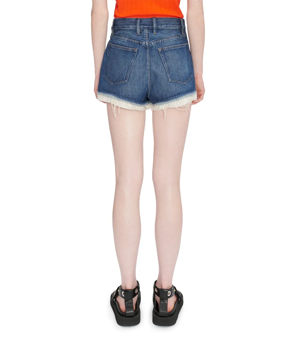 Layered Mid-Rise Denim Shorts