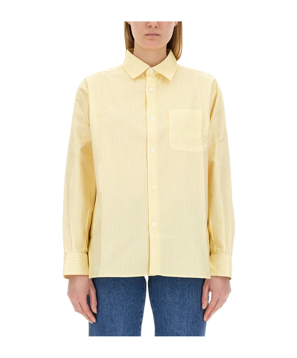 Logo Printed Striped Buttoned Shirt
