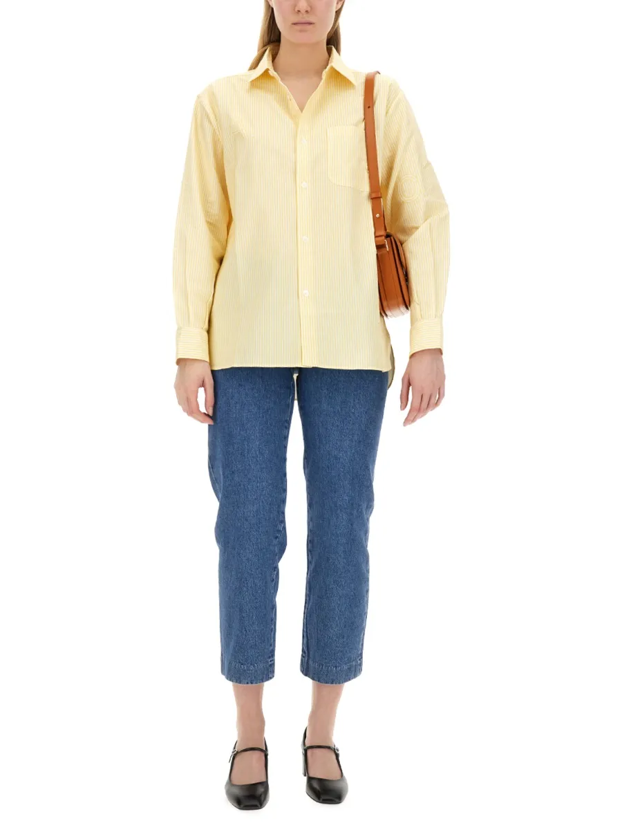 Logo Printed Striped Buttoned Shirt
